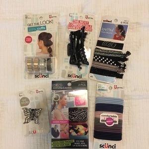 6 Pc. Lot Hair Accessories Headbands Clips Ties